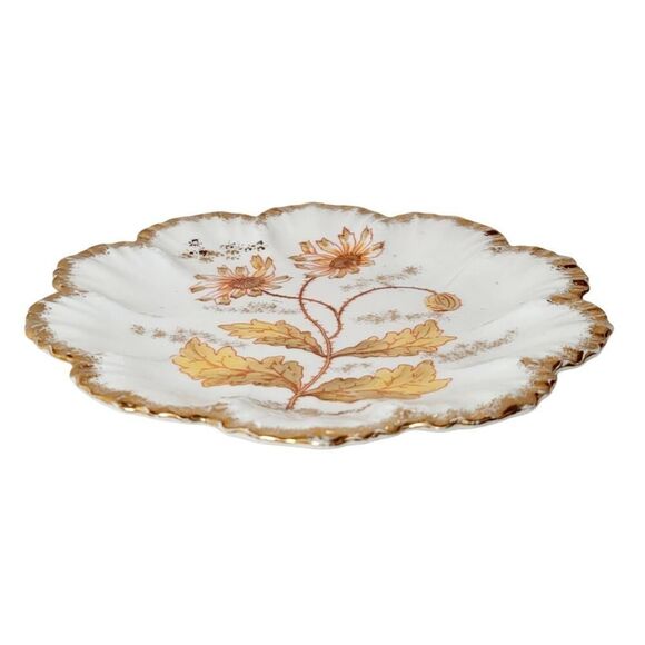 Vtg Marx & Gutherz Carlsbad Austria Fluted Edges HandPainted Floral Trinket Dish - Picture 3 of 10